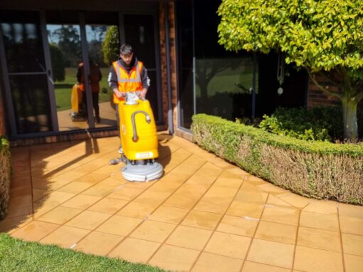 paver clean and paint, paved outdoor area fully painted for epoxy installation